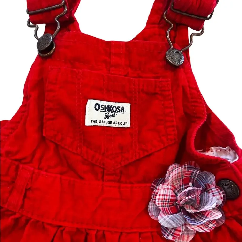 Osh Kosh B’Gosh Red Corduroy Dress with Flower Accent 12 Months